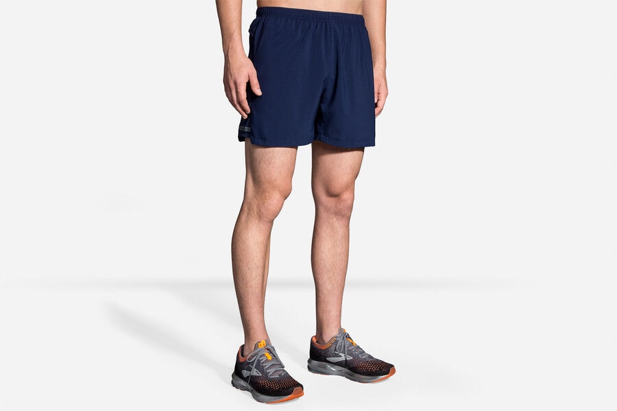 Mens Brooks Sherpa 5" Bottoms Navy | 236850-RQK